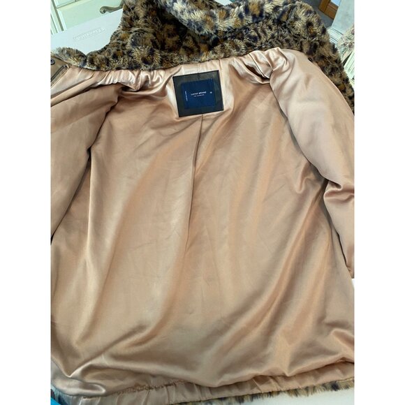 Lucky Brand Faux Fur Leopard Print Jacket w/ Hood XS - Picture 3 of 13
